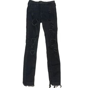 Hollister High Rise Distressed Black Jeans 3R